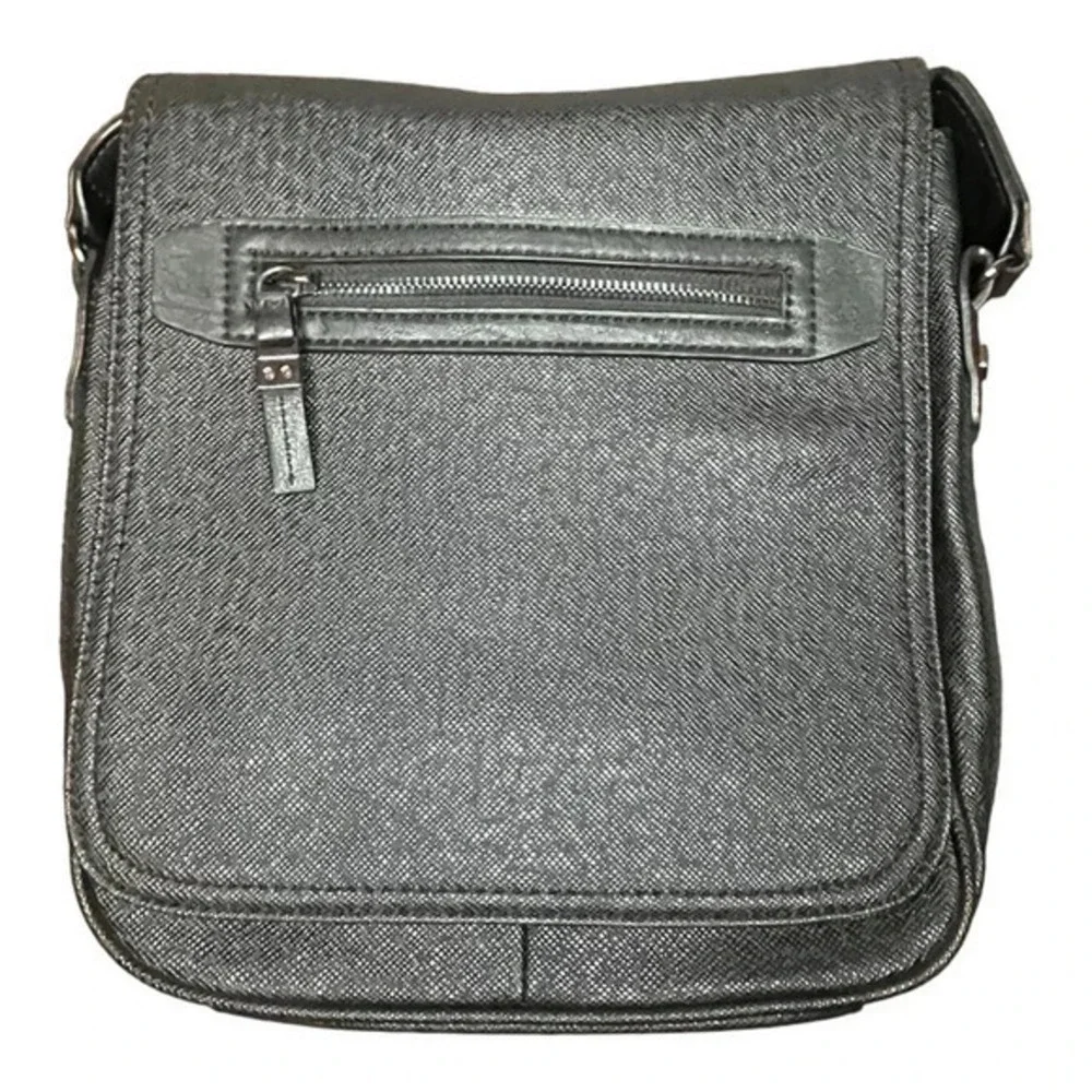 Aldo Messenger Bag Mens OS Black Textured Crossbody Flap Travel Office Bag‎